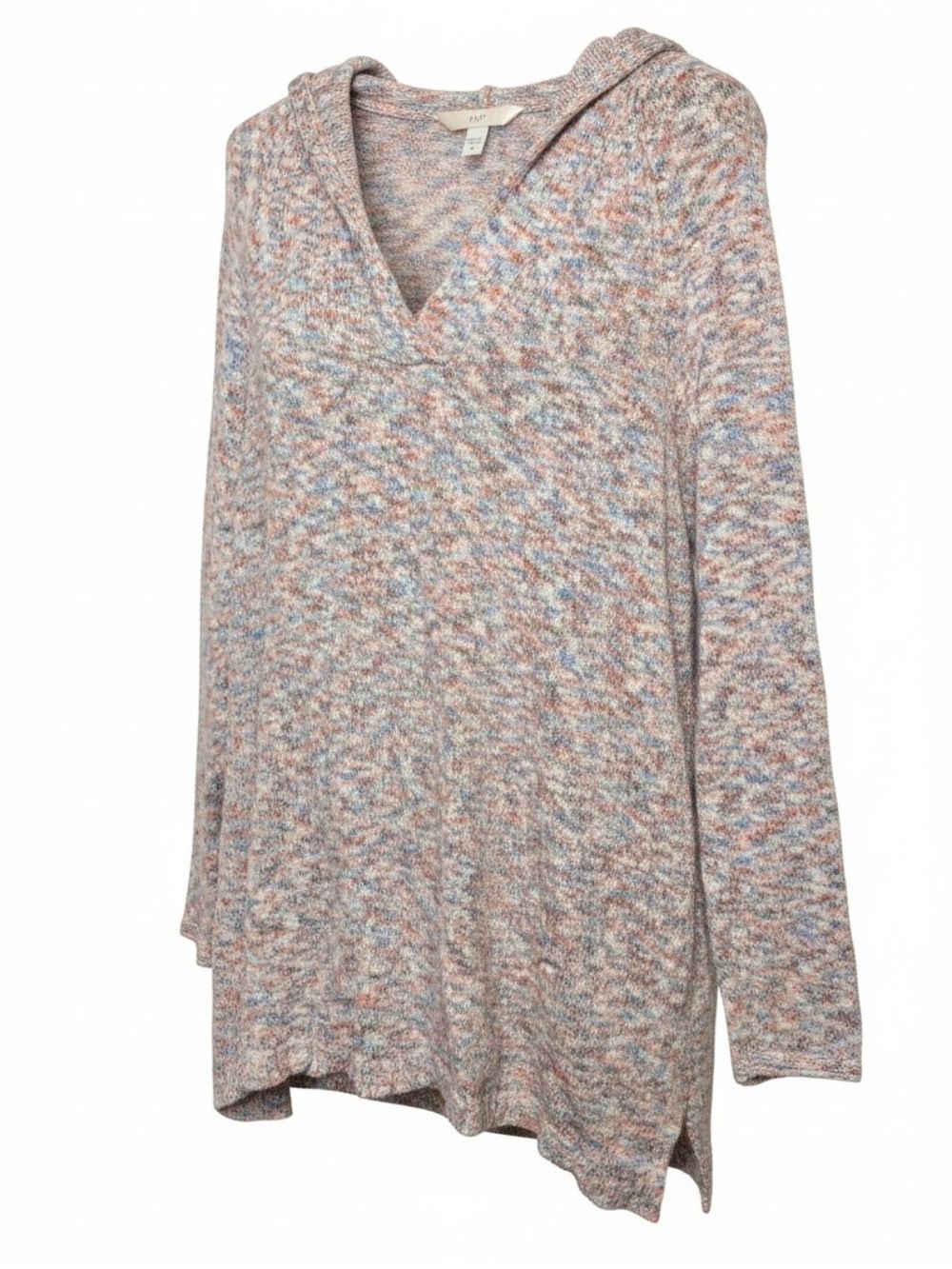 J.Jill Marled Hooded Tunic Sweater Large Soft Knit Pullover Cozy Casual